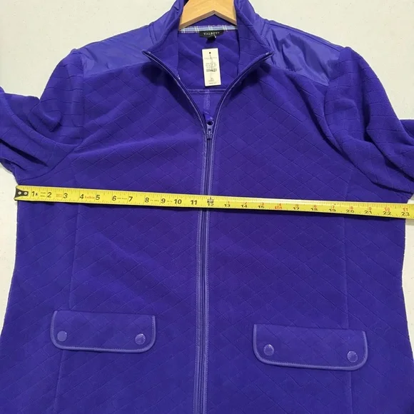 Talbots Diamond Textured Quilted Zip Fleece Purple Jacket NWT XL - Picture 6 of 11